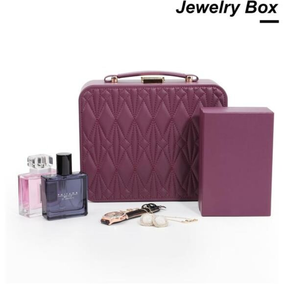 Large Travel Jewelry Box Organizer Case with Handle for Rings Earrings Necklaces - Picture 5 of 7